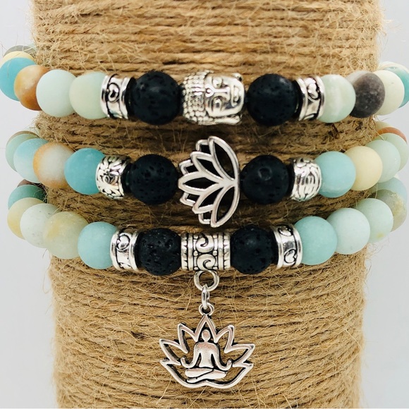 Set of three Yoga Inspired Aromatherapy Bracelets - Picture 1 of 1